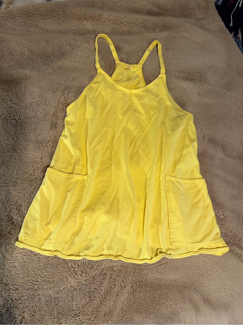 FP Movement by Free People Yellow Sleeveless Romper with Pockets